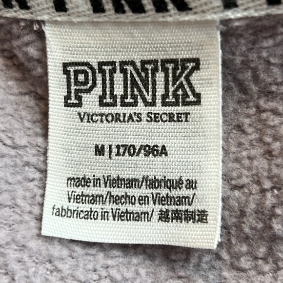 Pink Victorias Secret Hoodie Sweatshirt Purple Burnt Velvet Lace Up Sleeve SZ M - Picture 5 of 10